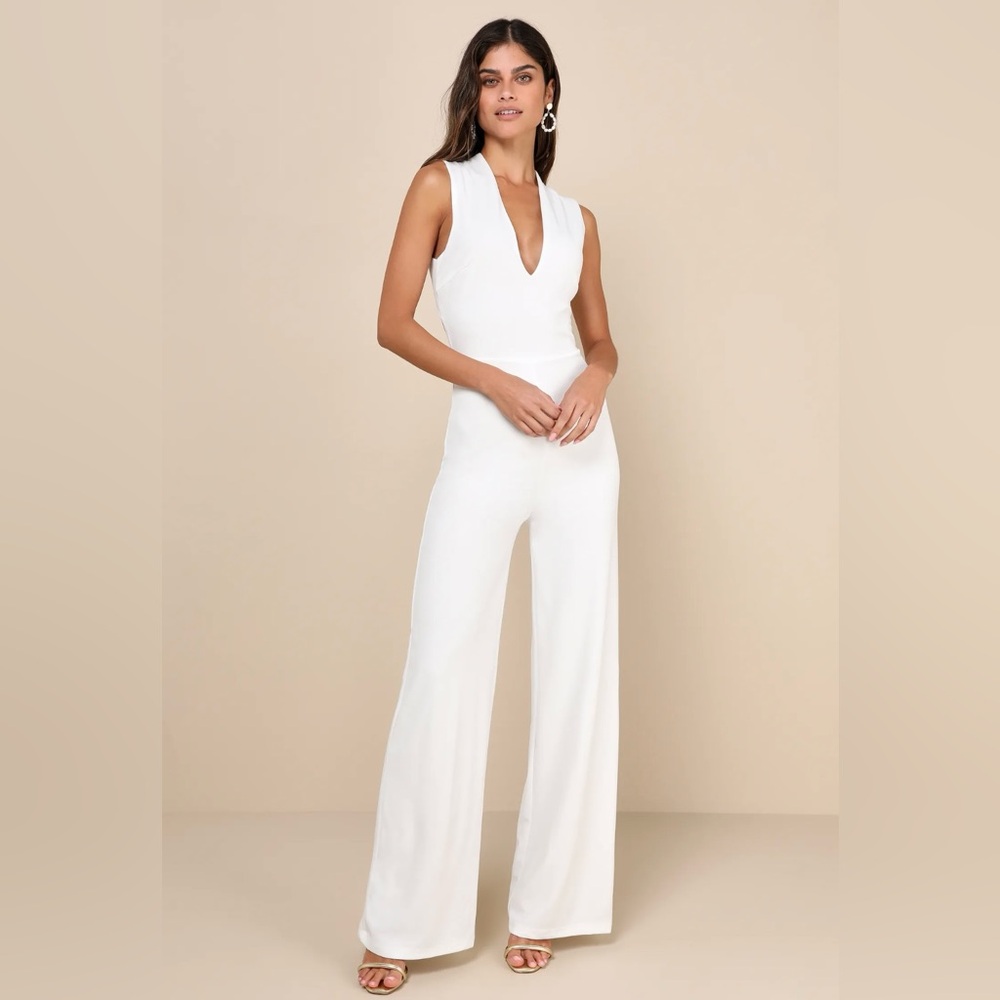 White backless jumpsuit